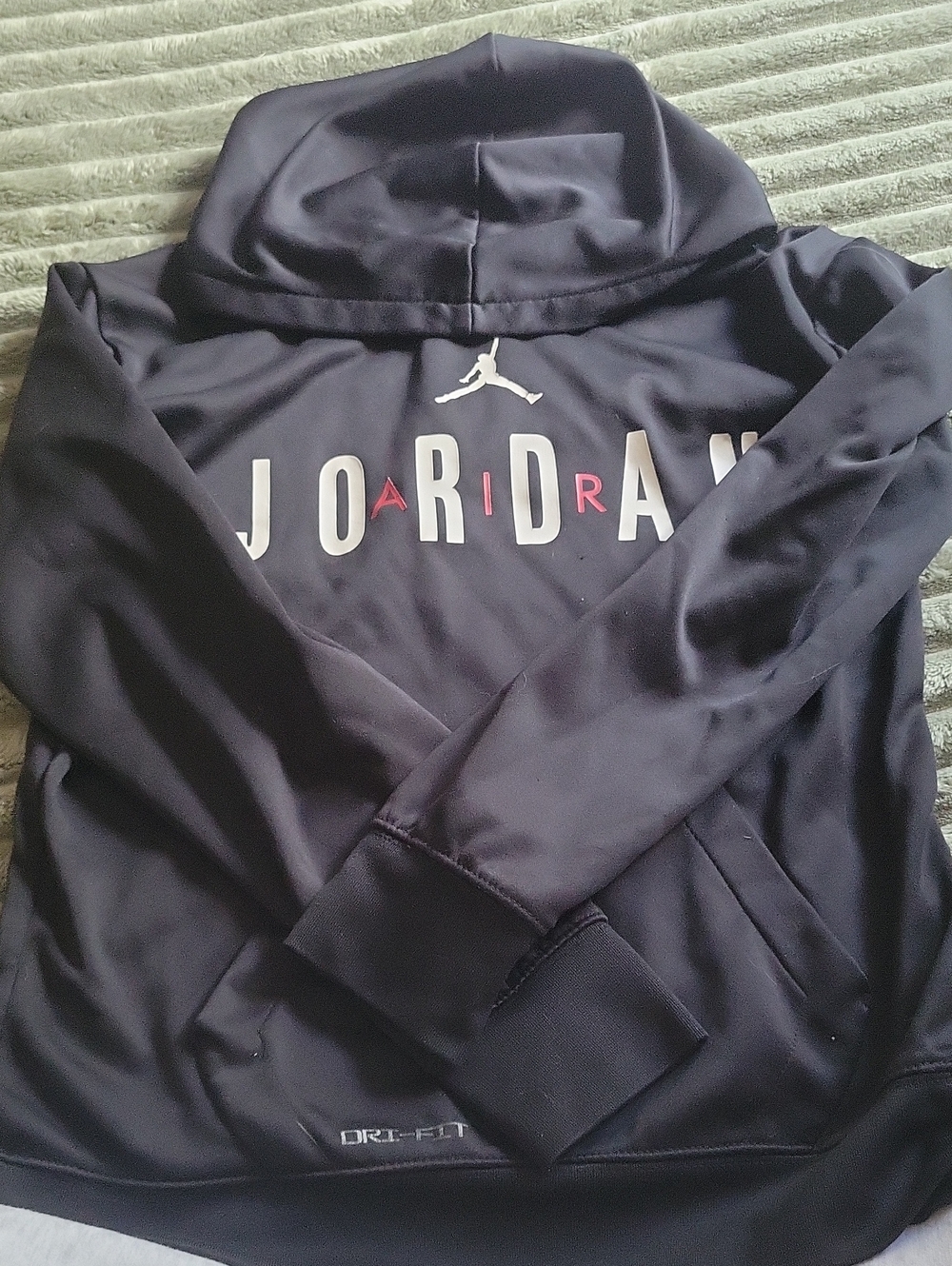 Jordan Black Hoodie with White and Pink Lettering
